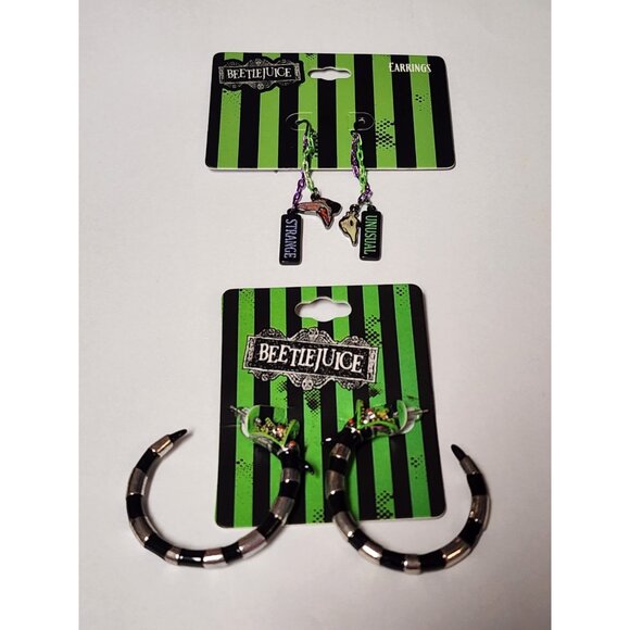 Bioworld Jewelry - 2 Pc Beetlejuice Strange Unusual & Sandworm Hoop Earrings NWT